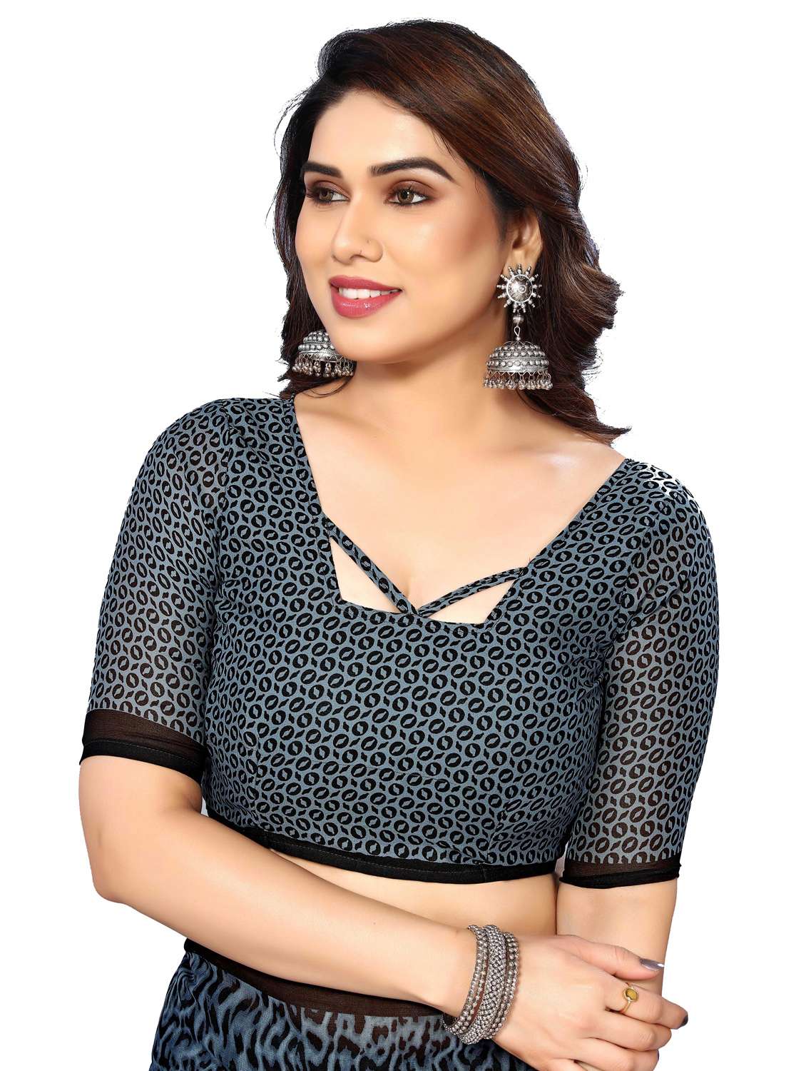 women pack of 2 printed saree with blouse - 22445392 -  Standard Image - 4