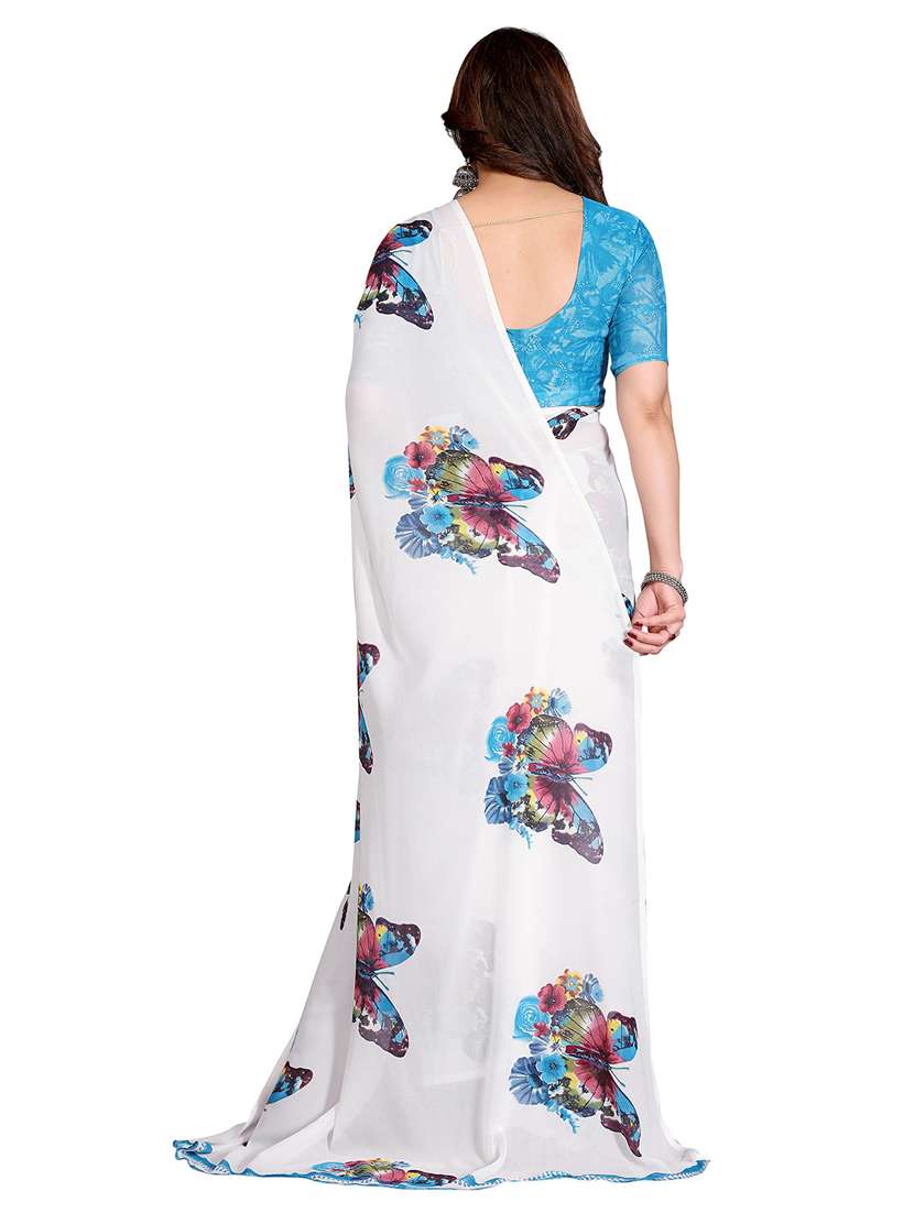 Multi Colored Georgette Combo Saree With Blouse - 22445462 -  Standard Image - 1