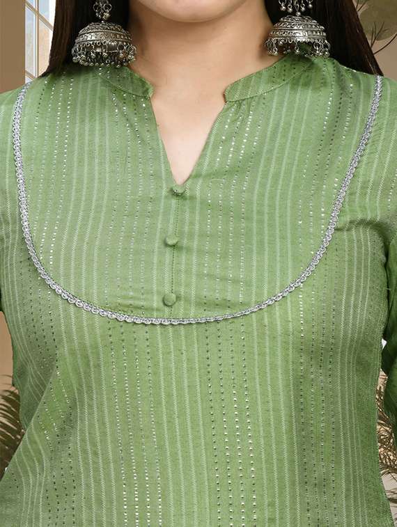 women self design mandarin neck kurta pant set - 22446554 -  Standard Image - 1