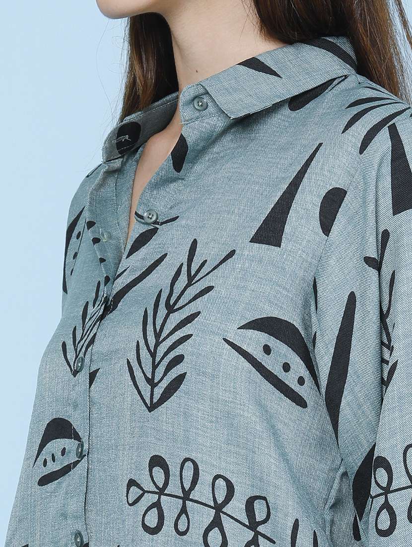 Women Printed Three Quarter Sleeves Shirt Style Top - 22446629 -  Standard Image - 1