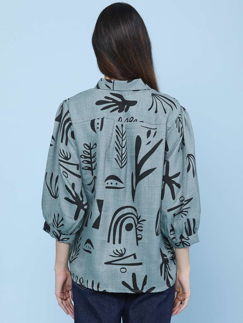 Women Printed Three Quarter Sleeves Shirt Style Top - 22446629 -  Standard Image - 4
