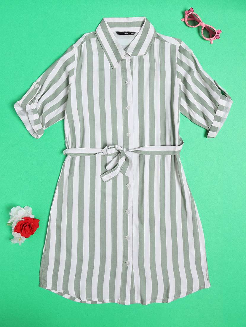 girls printed collared casual shirt dress - 22446814 -  Standard Image - 1