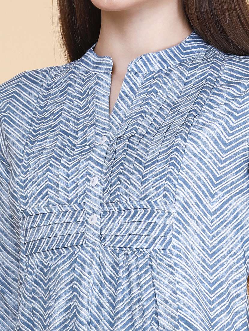 women printed three quarter sleeves a-line top - 22446909 -  Standard Image - 1