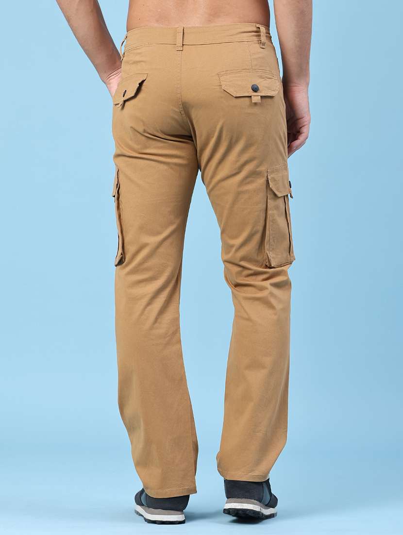 men solid mid rise regular fit cargo  - 22446971 -  Standard Image - 4