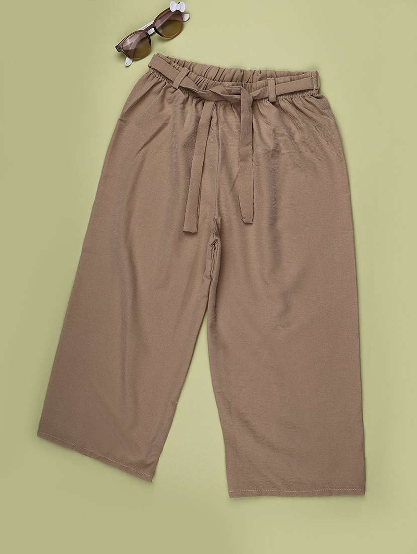 girls solid high rise straight trouser - 22447030 -  Standard Image - 1