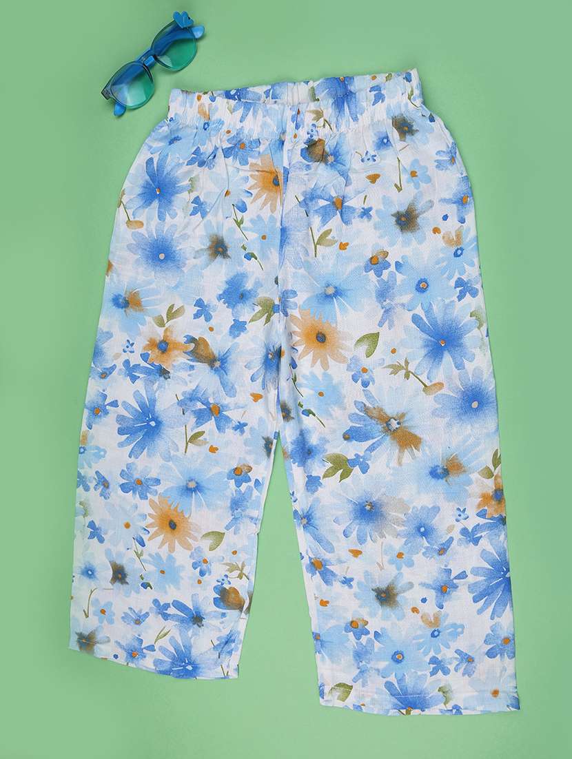 girls printed mid rise straight fit trouser - 22447034 -  Standard Image - 1