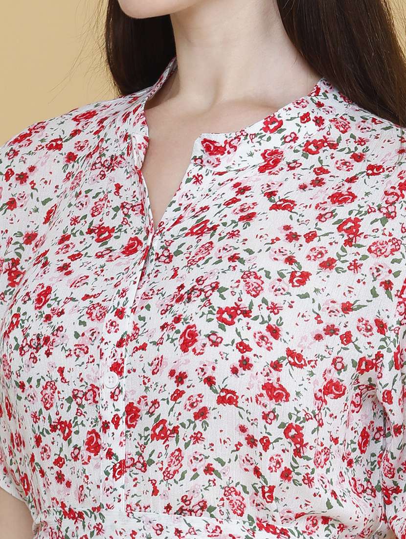 women printed mandarin neck a-line dress - 22447044 -  Standard Image - 1