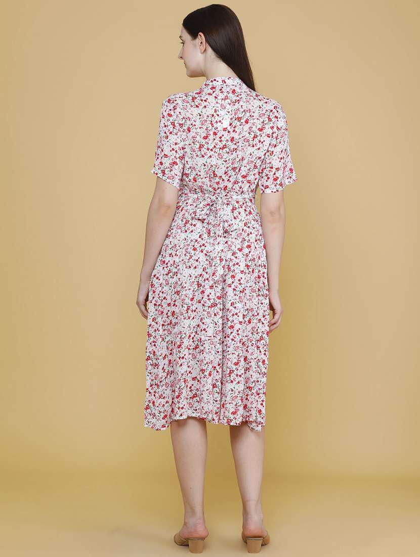 women printed mandarin neck a-line dress - 22447044 -  Standard Image - 4