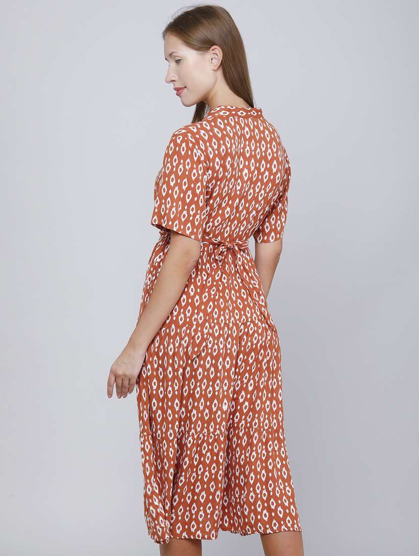Women Printed Short Sleeves Tiered Dress - 22447047 -  Standard Image - 4