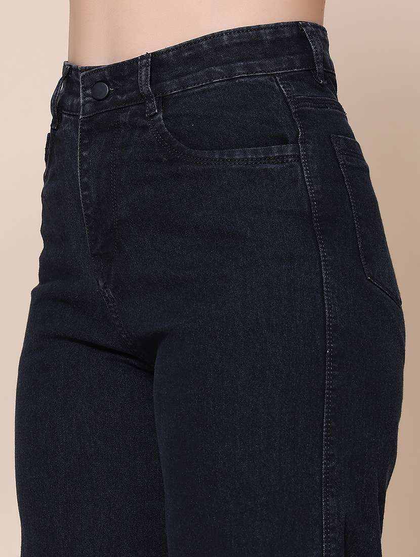 women solid high rise straight jeans - 22447187 -  Standard Image - 1