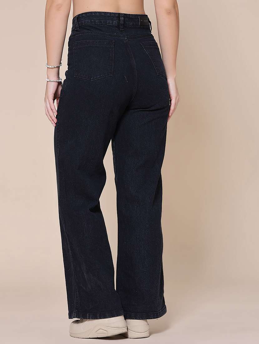 women solid high rise straight jeans - 22447187 -  Standard Image - 4
