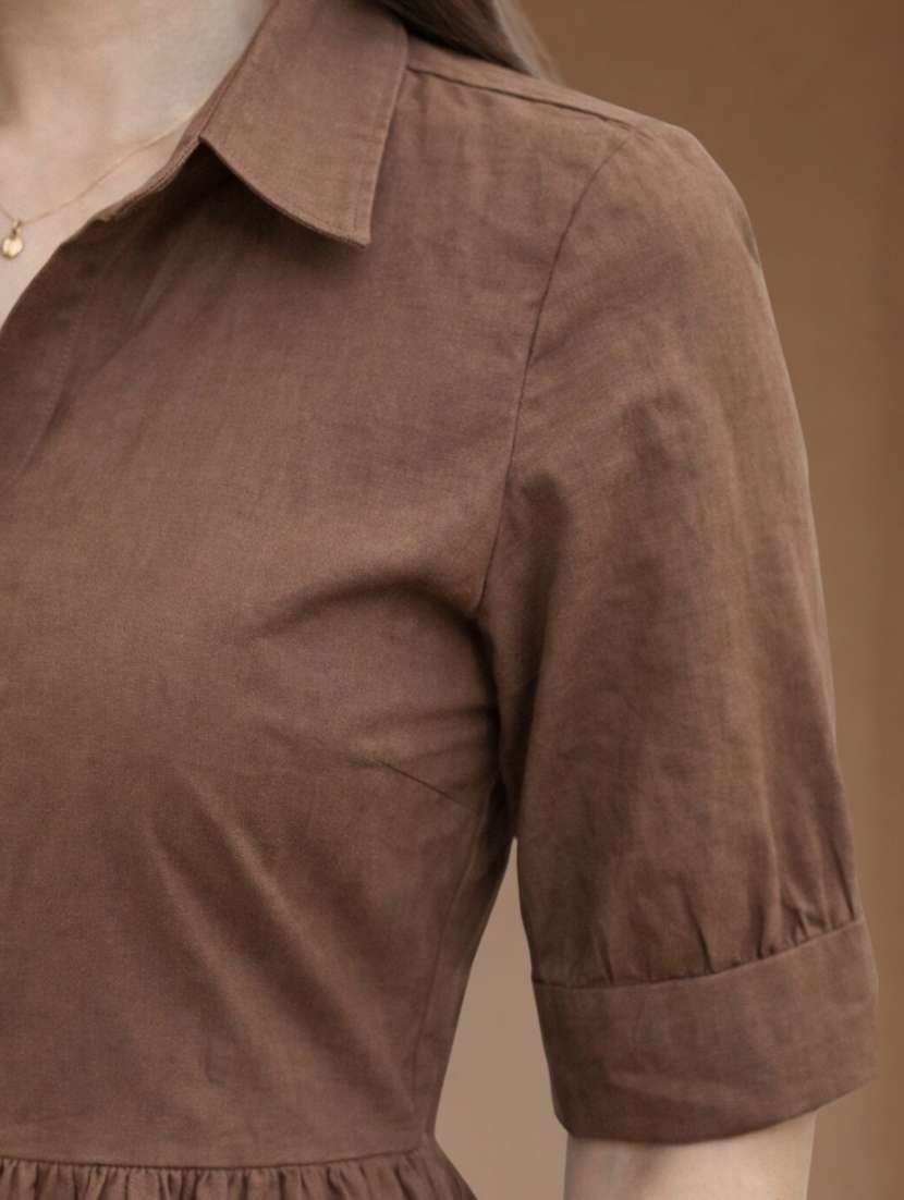 women brown cotton a-line dress - 22447569 -  Standard Image - 1