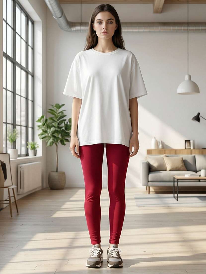 women solid mid rise ankle length leggings - 22447620 -  Standard Image - 1
