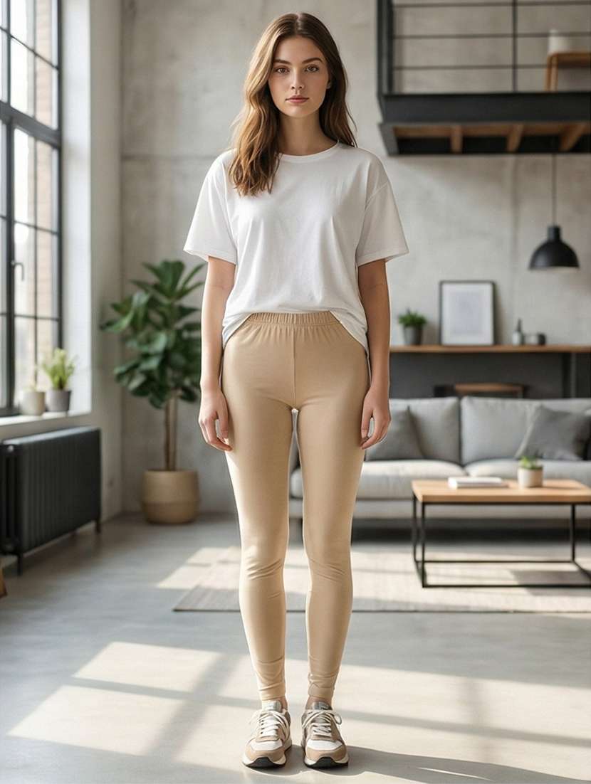 women solid mid rise ankle length leggings - 22447621 -  Standard Image - 1