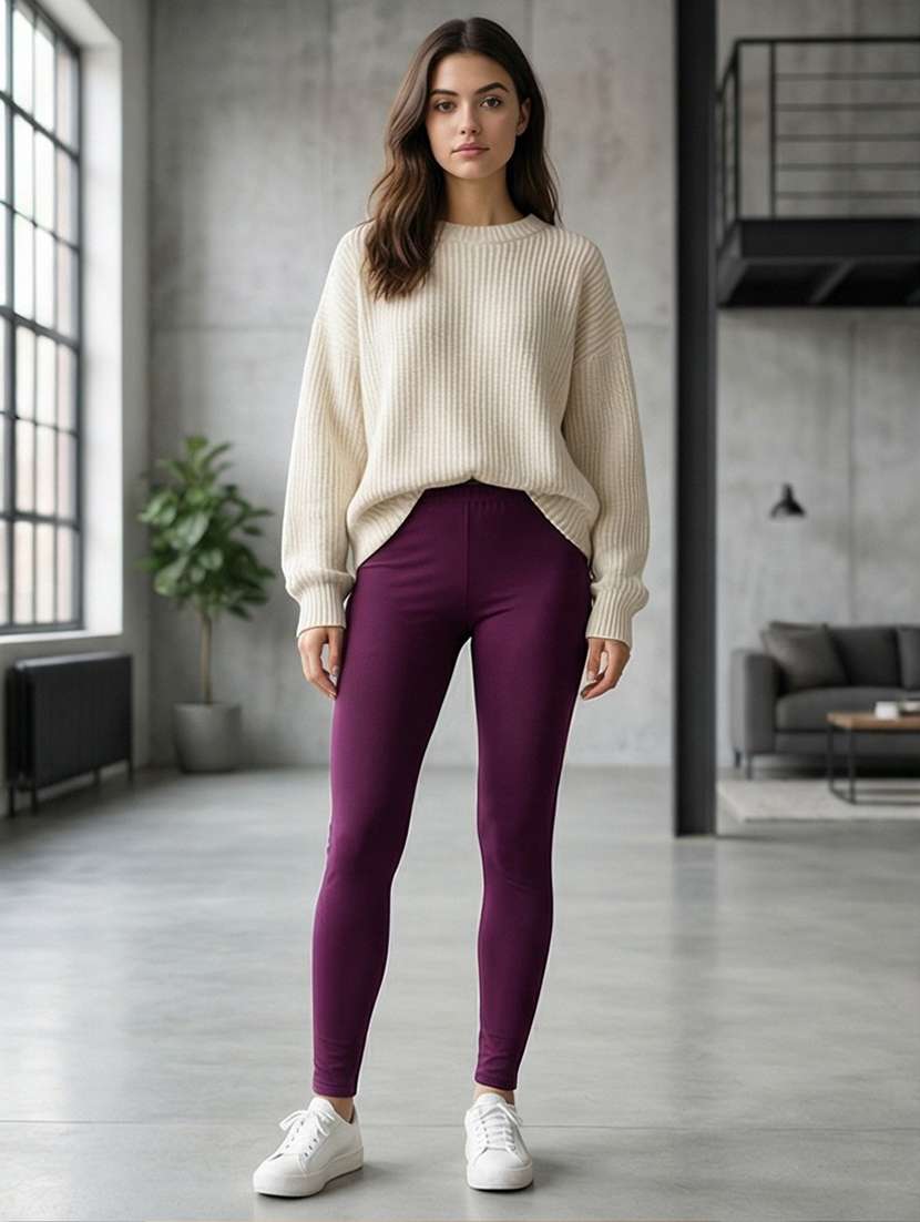 women solid mid rise ankle length leggings - 22447623 -  Standard Image - 1