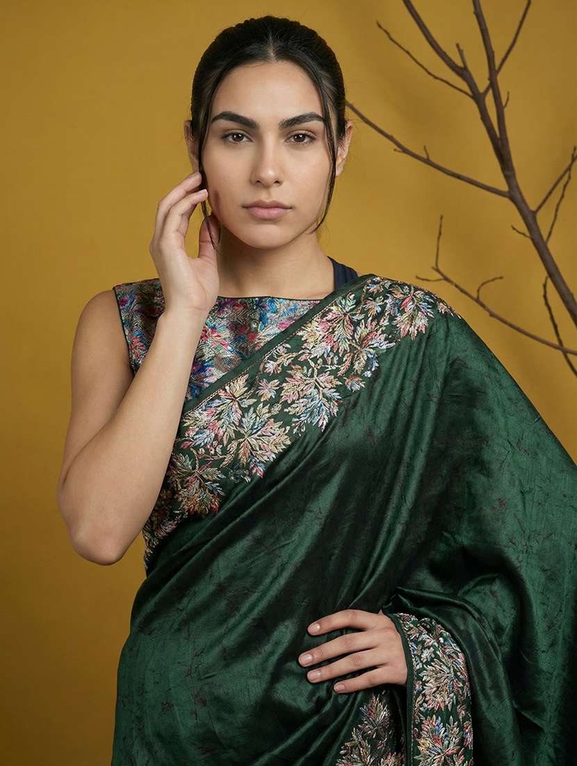 women printed bordered saree with blouse - 22447841 -  Standard Image - 1