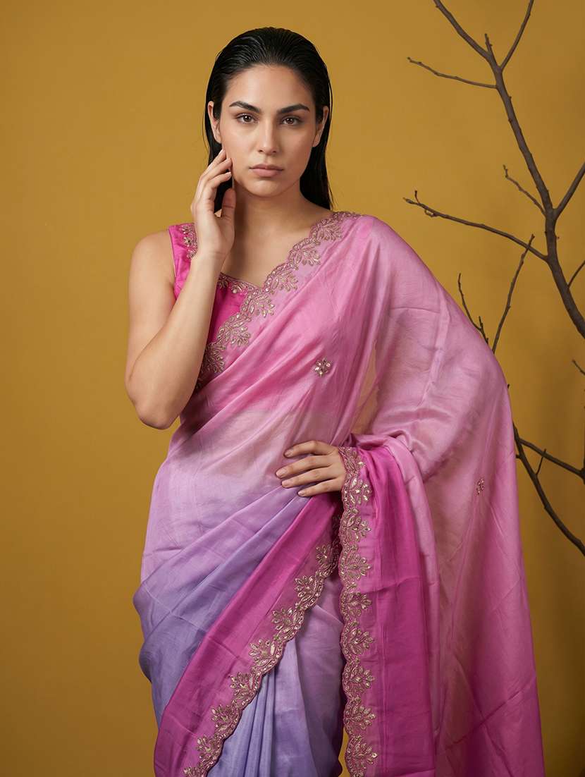 Women Ombre Embroidered Saree With Blouse - 22447847 -  Standard Image - 1