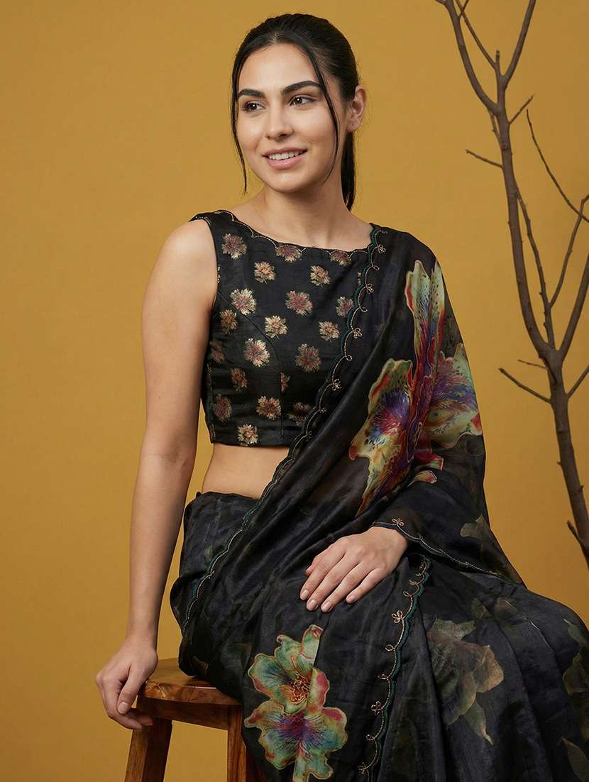 women floral embroidered saree with blouse - 22447866 -  Standard Image - 1