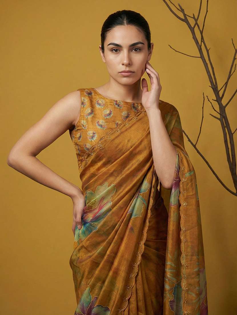 women floral embroidered saree with blouse - 22447870 -  Standard Image - 1