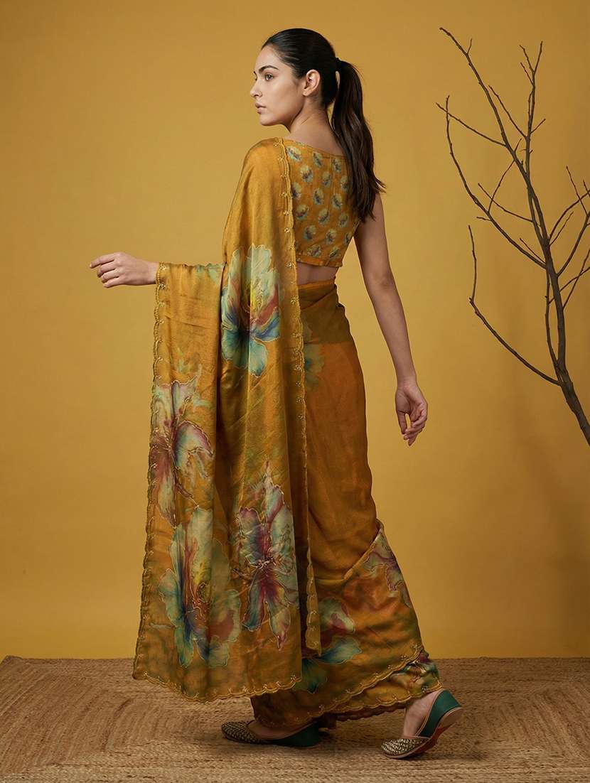 women floral embroidered saree with blouse - 22447870 -  Standard Image - 4