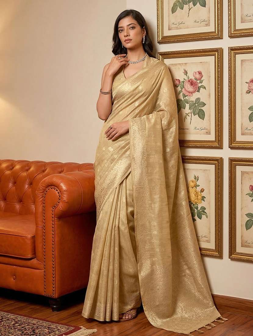 women self design banarasi saree with blouse