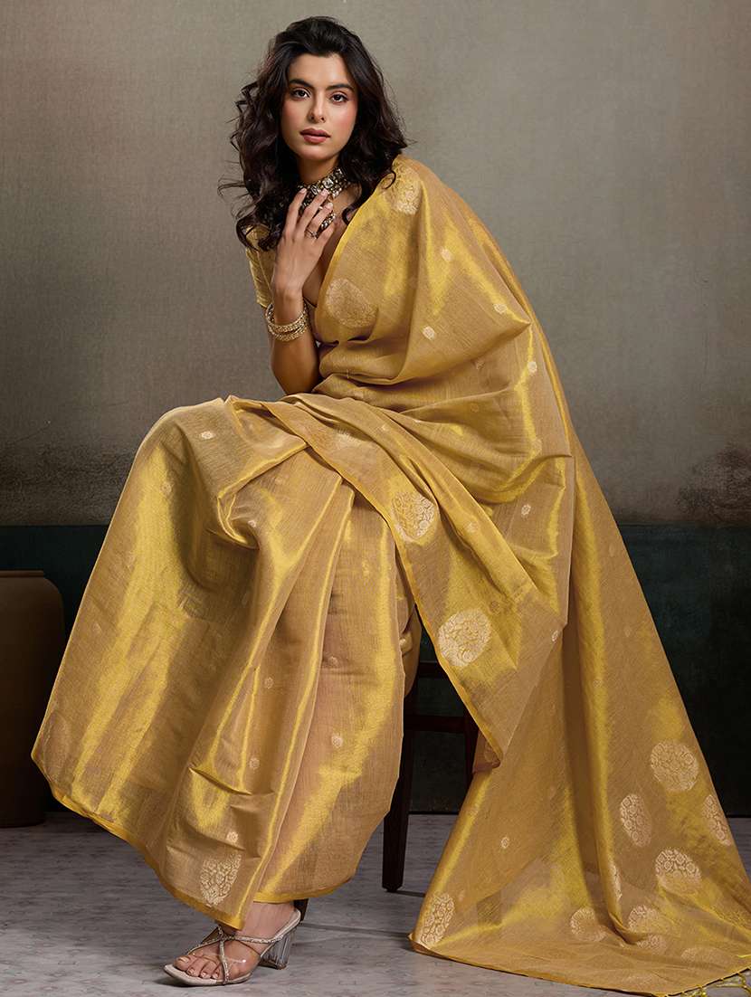 beige tissue handloom saree with blouse - 22447902 -  Standard Image - 4