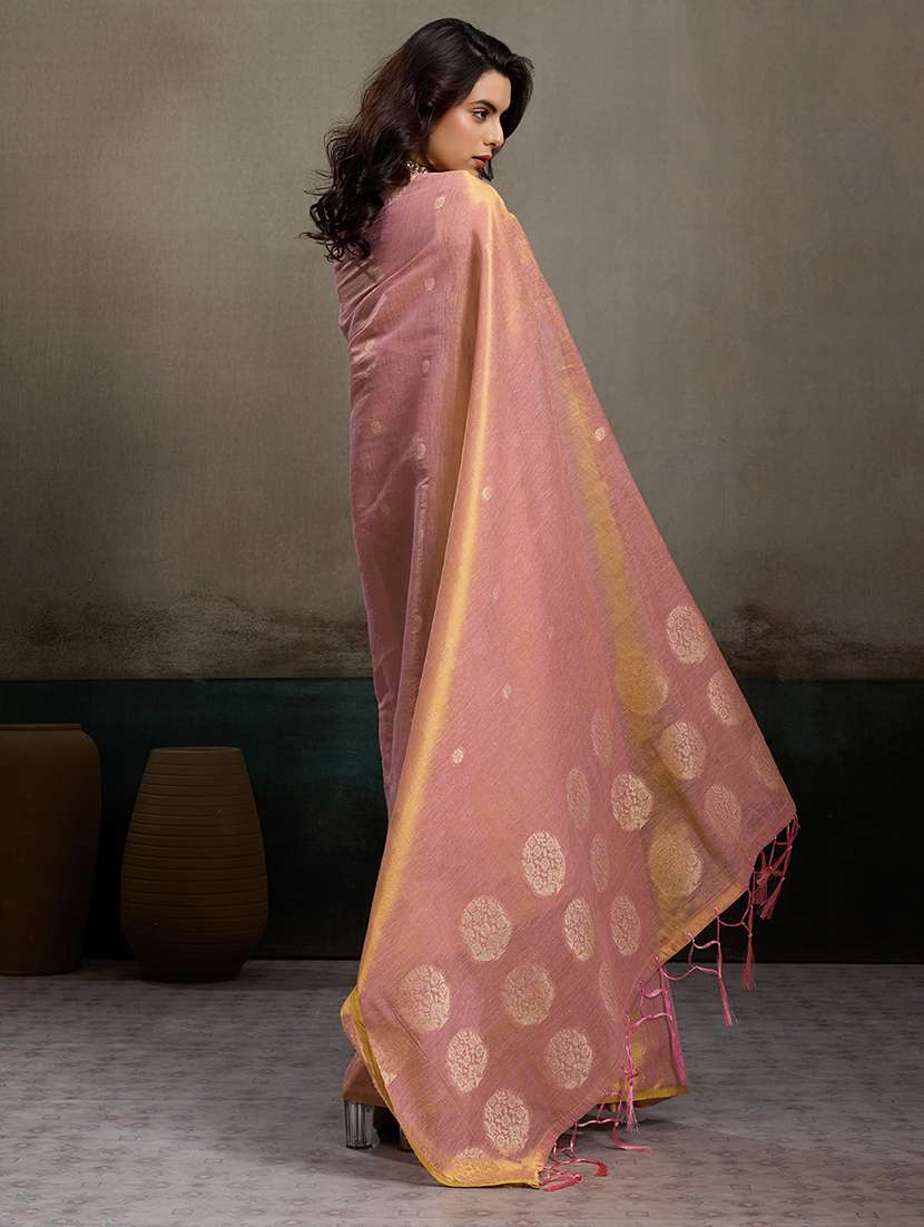 peach tissue handloom saree with blouse - 22447904 -  Standard Image - 4