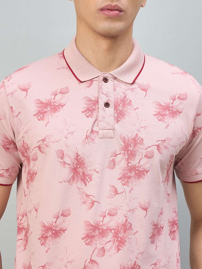 men pink cotton blend plain t-shirt - 22447980 -  Standard Image - 1
