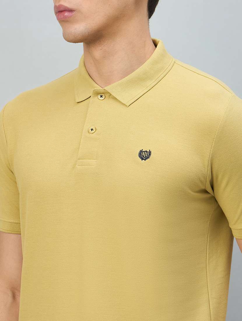 men yellow cotton blend plain t-shirt - 22448014 -  Standard Image - 1