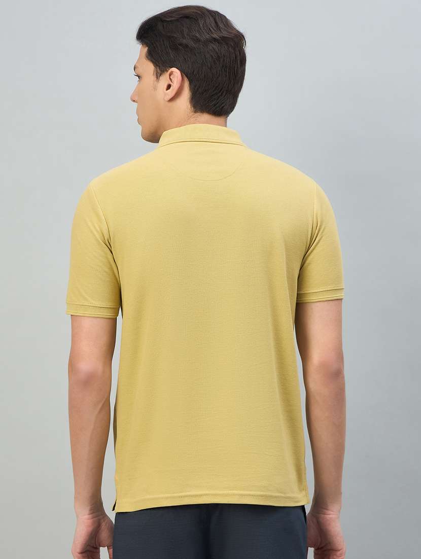 men yellow cotton blend plain t-shirt - 22448014 -  Standard Image - 4