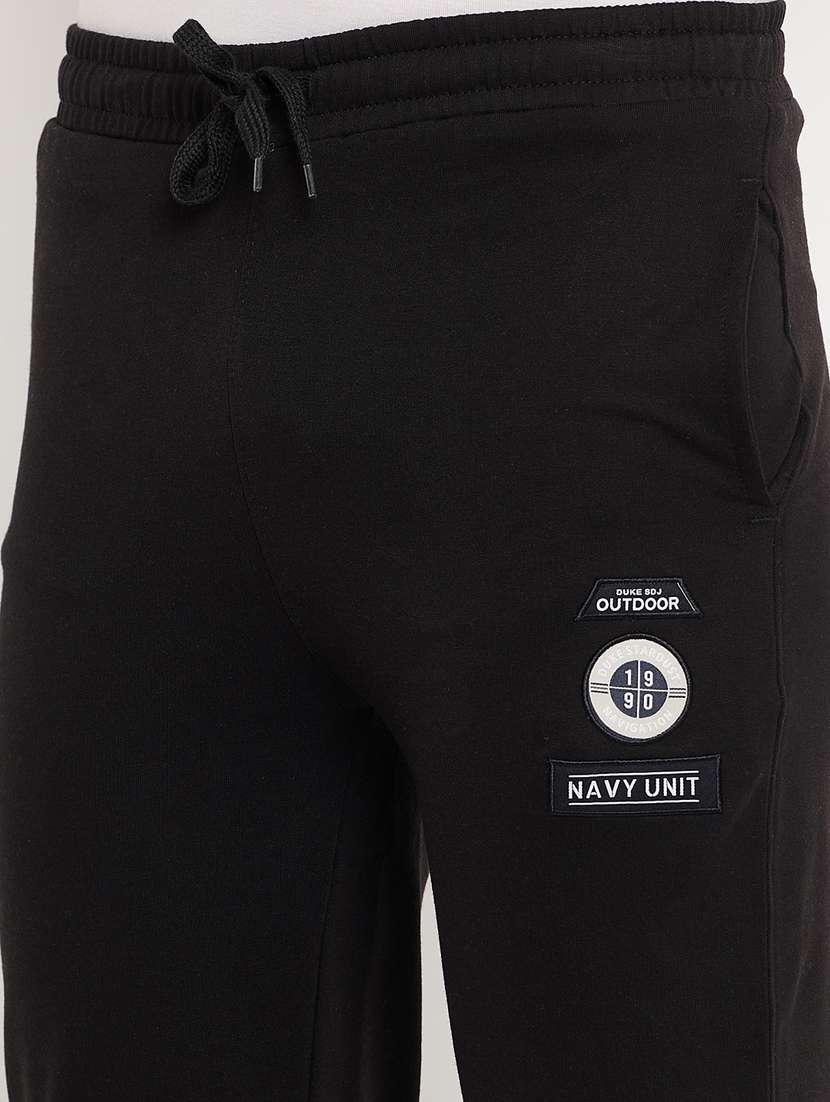 men black cotton blend  full length track pant - 22448026 -  Standard Image - 1