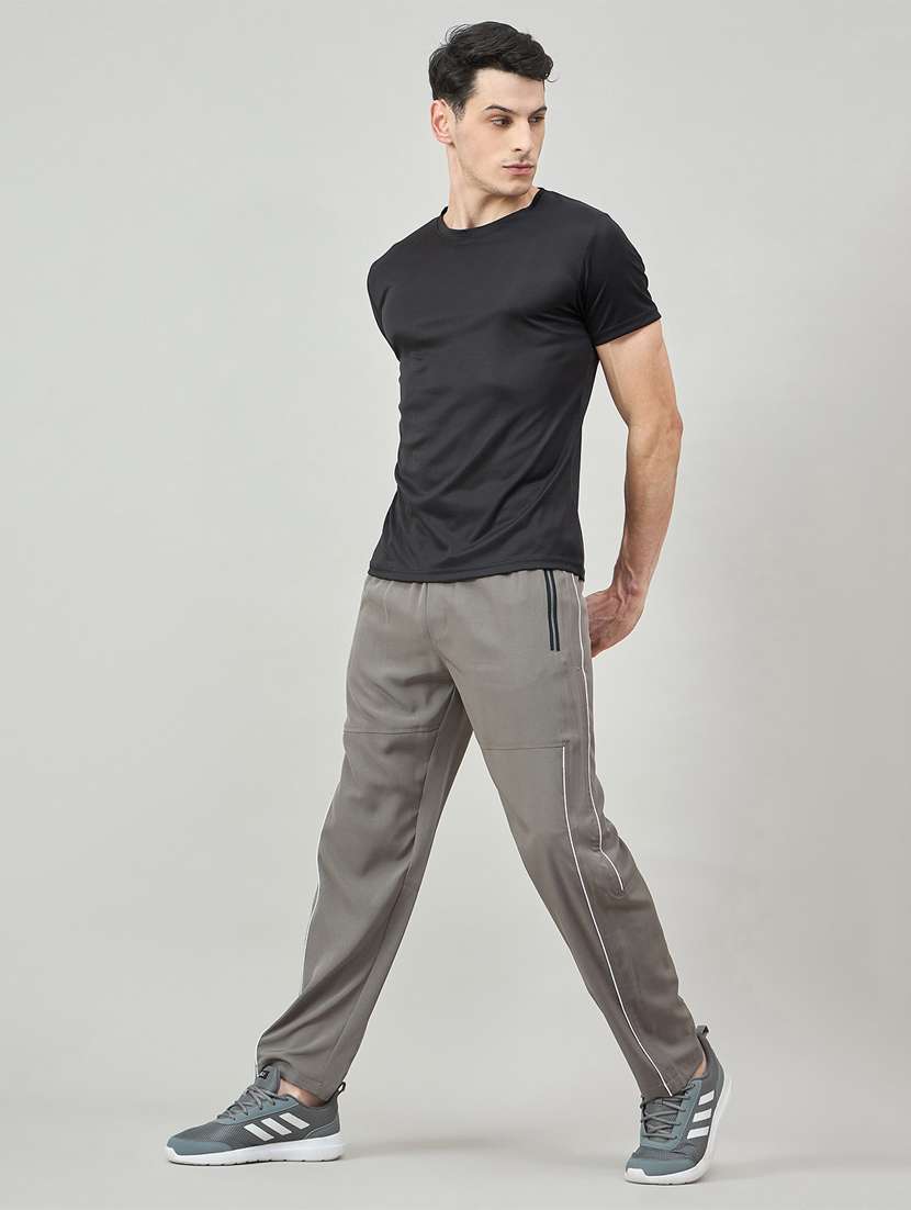 men grey nylon  full length track pant - 22448032 -  Standard Image - 4