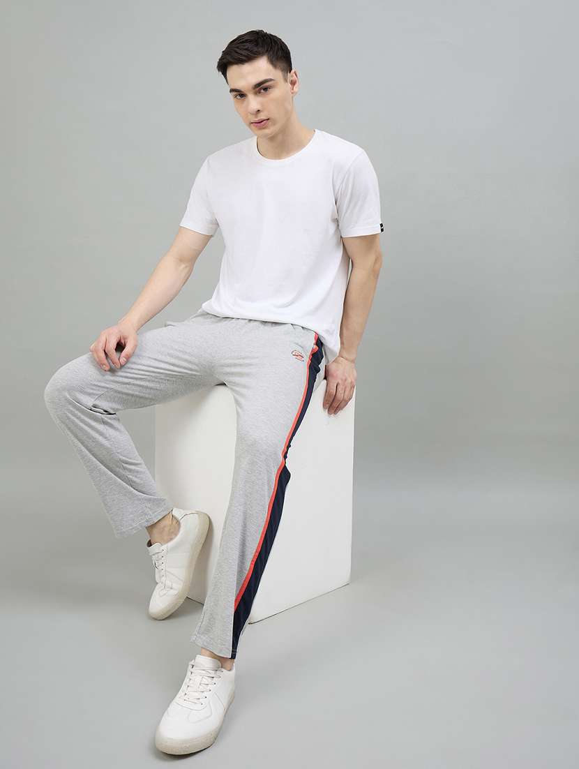 men grey cotton blend  full length track pant - 22448034 -  Standard Image - 4