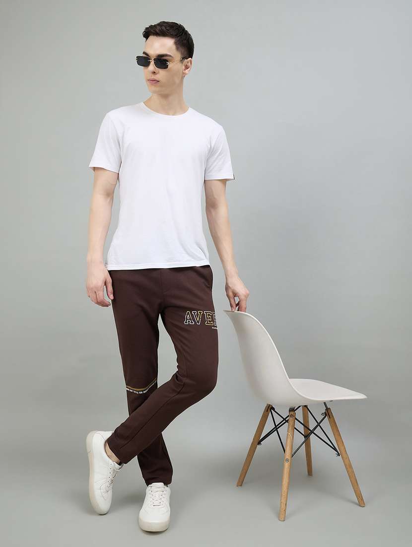 Men Brown Cotton Blend Full Length Track Pant - 22448037 -  Standard Image - 4