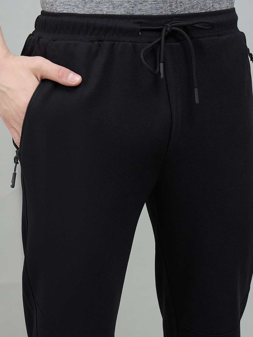 men black cotton blend  full length track pant - 22448040 -  Standard Image - 1