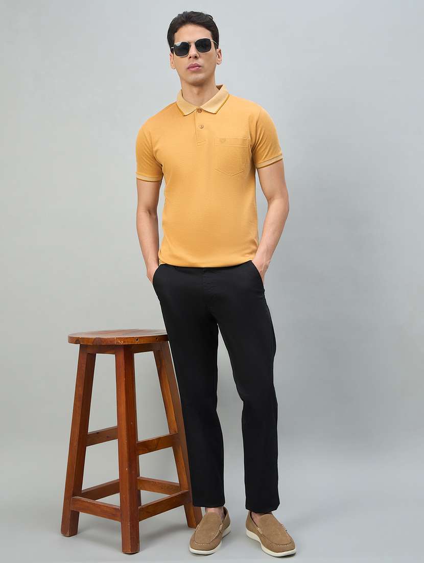 Men Solid Mid Rise Chinos Casual Trouser - 22448067 -  Standard Image - 4