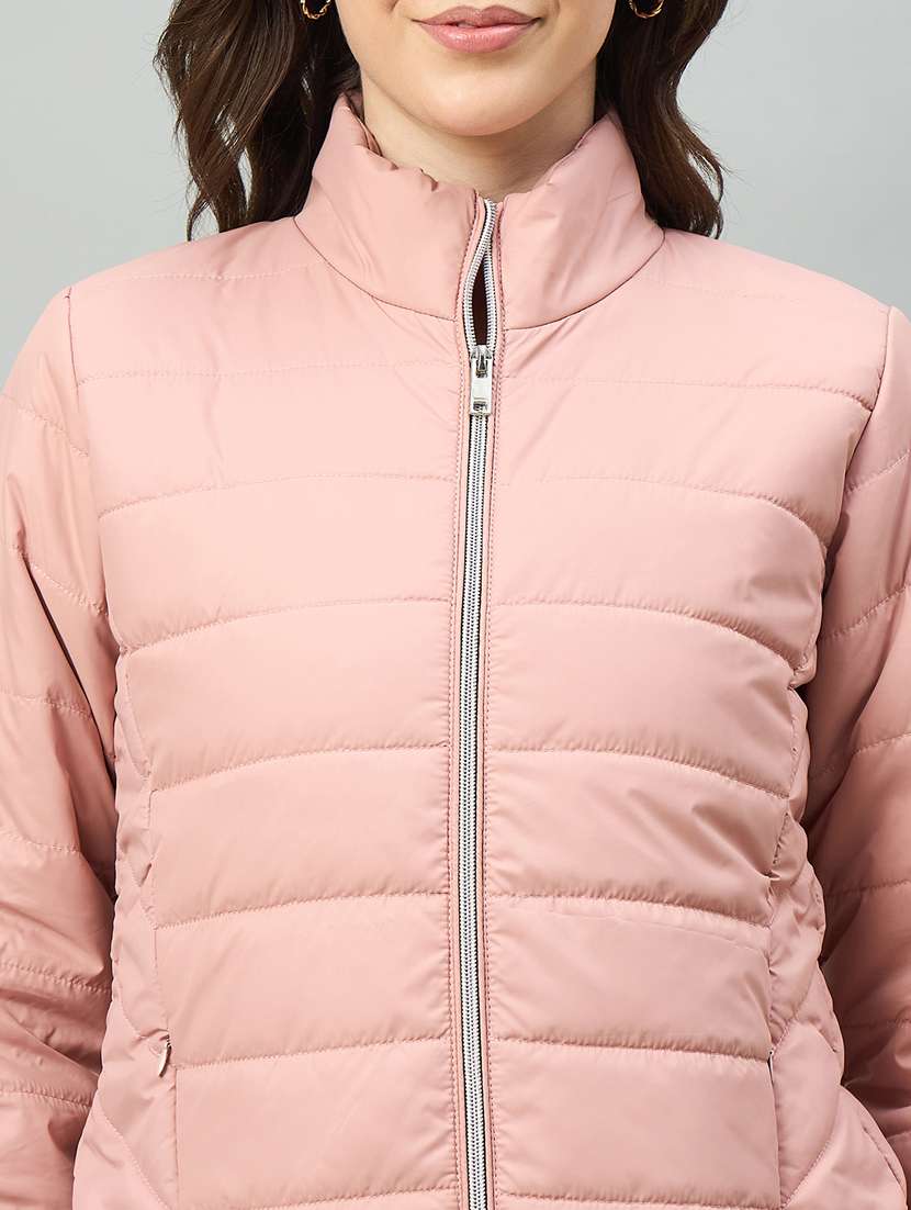women solid long sleeve puffer jacket - 22448073 -  Standard Image - 1