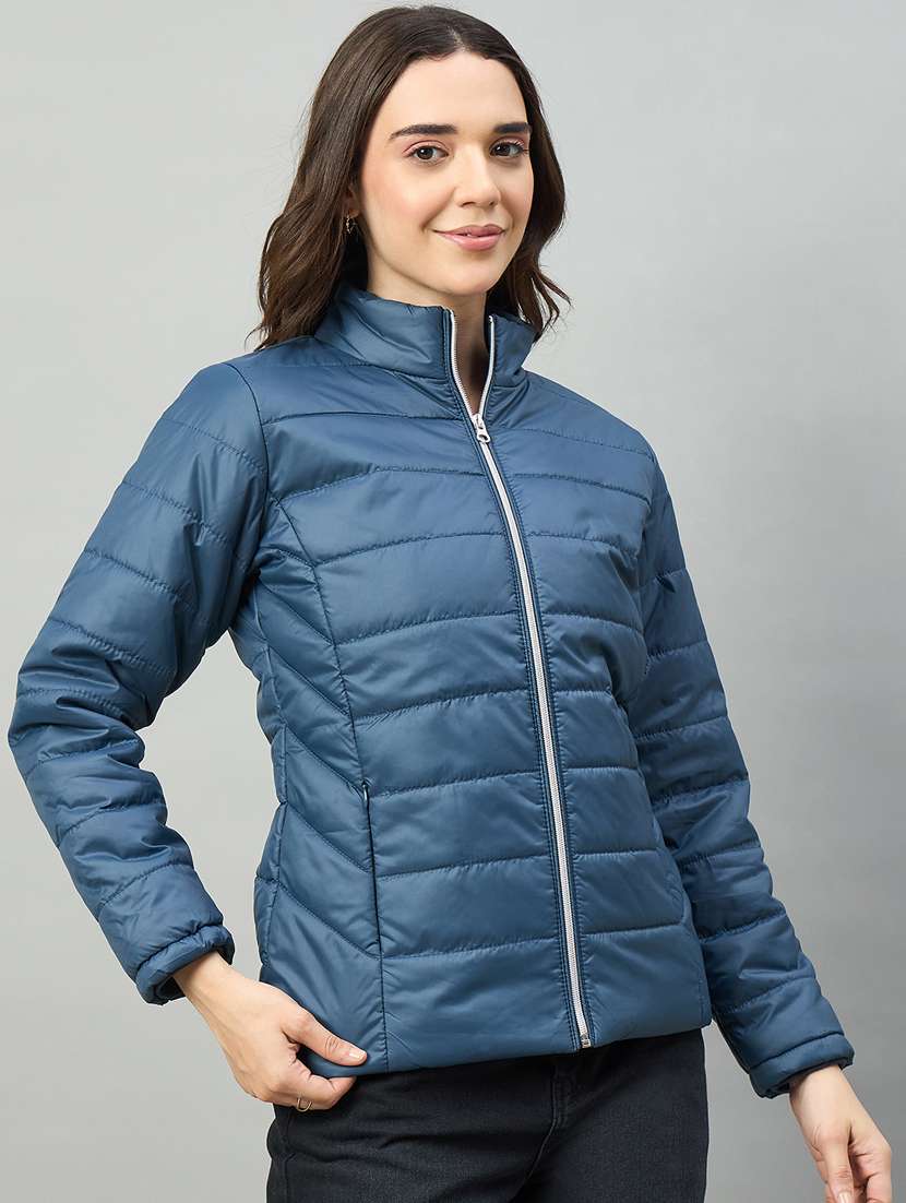 women solid long sleeve puffer jacket - 22448074 -  Standard Image - 1