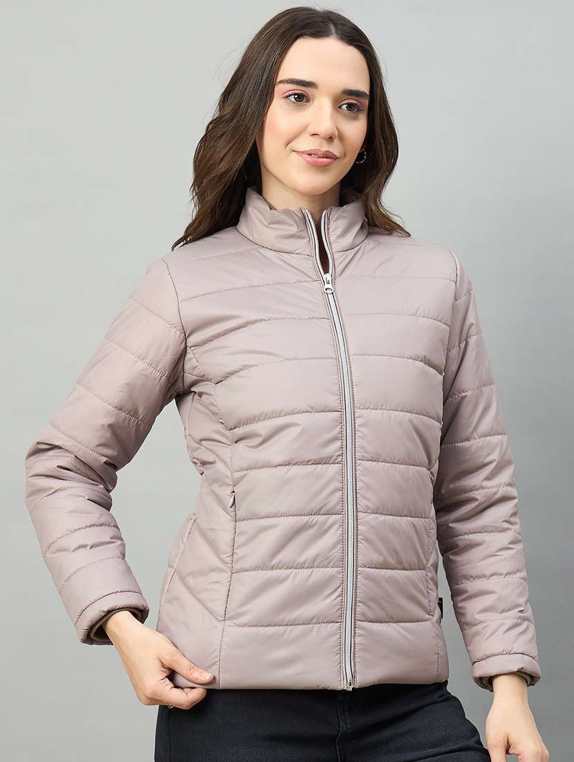 women solid long sleeve puffer jacket - 22448075 -  Standard Image - 1
