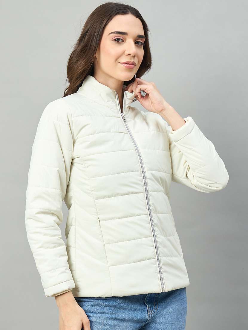 women solid long sleeve puffer jacket - 22448076 -  Standard Image - 1