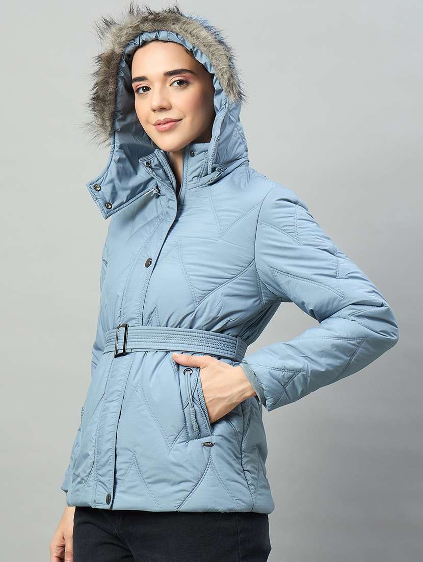 women solid long sleeve hooded puffer jacket - 22448082 -  Standard Image - 1