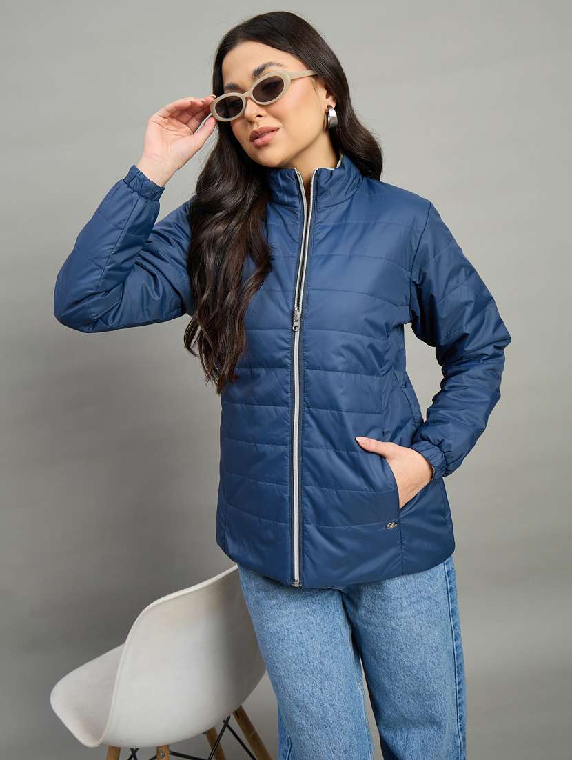 women solid long sleeve reversible puffer jacket - 22448085 -  Standard Image - 1