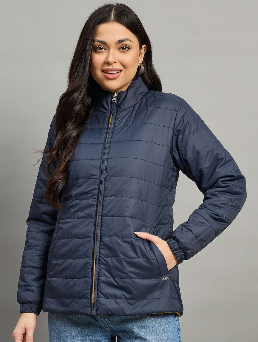 women solid long sleeve reversible puffer jacket - 22448086 -  Standard Image - 1