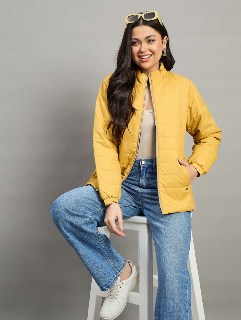 women solid long sleeve reversible puffer jacket - 22448086 -  Standard Image - 4