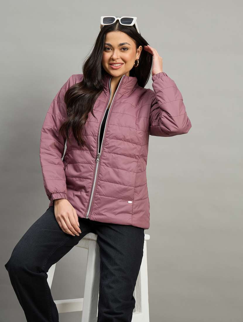 women solid long sleeve reversible puffer jacket - 22448087 -  Standard Image - 4