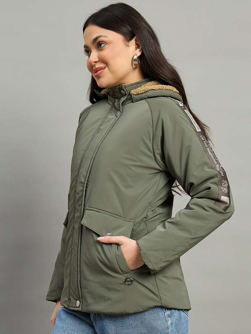 women solid long sleeve quilted jacket - 22448088 -  Standard Image - 1