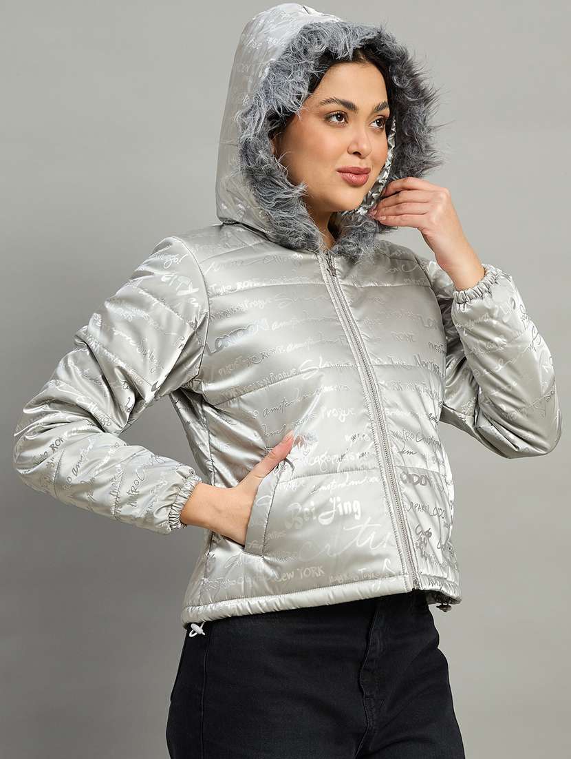 women long sleeve hooded puffer jacket - 22448096 -  Standard Image - 1