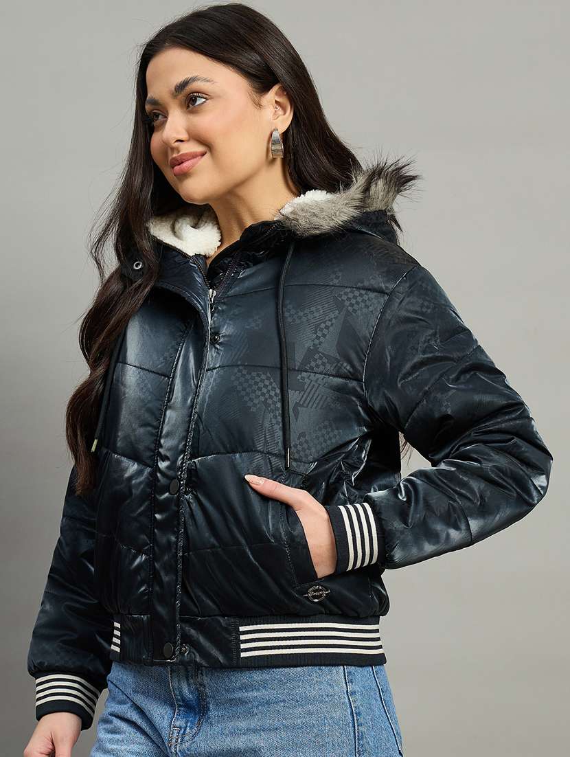 women long sleeve hooded puffer jacket - 22448097 -  Standard Image - 1