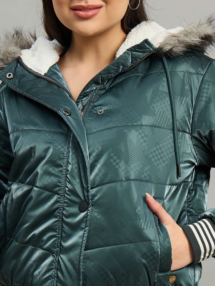 women long sleeve hooded puffer jacket - 22448098 -  Standard Image - 1