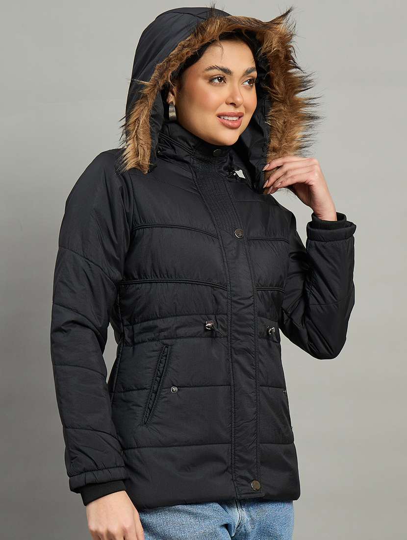 women solid long sleeve quilted jacket - 22448103 -  Standard Image - 1